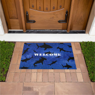 Paillasson Baleines à mâchoires de requin modernes sous la ga
