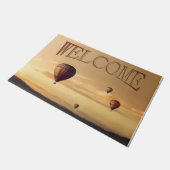 Paillasson Ballons à air chaud dans le ciel doré Bienvenue (Incliné)