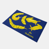 Paillasson Banana Slugs Graphisme Jaune et Bleu Personnalisé (Incliné)