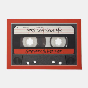 Paillasson Bande de cassette rétro rouge noir
