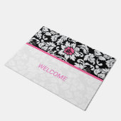Paillasson Bande rose Noir Et Blanc Damas (Incliné)