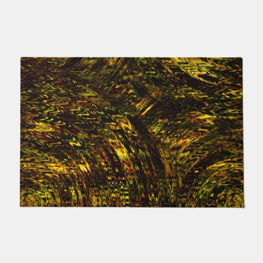 Paillasson Bandes courbes Abstraites en vert doré et plus fon (Devant)