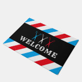 Paillasson Barber Barbershop Blue Red Strips Bienvenue (Incliné)