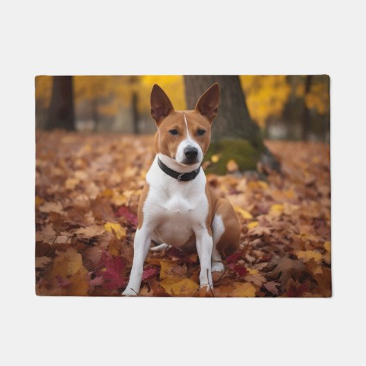 Paillasson Basenji en automne Feuilles automne Inspiration (Devant)