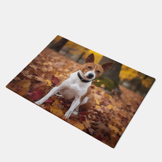 Paillasson Basenji en automne Feuilles automne Inspiration (Incliné)