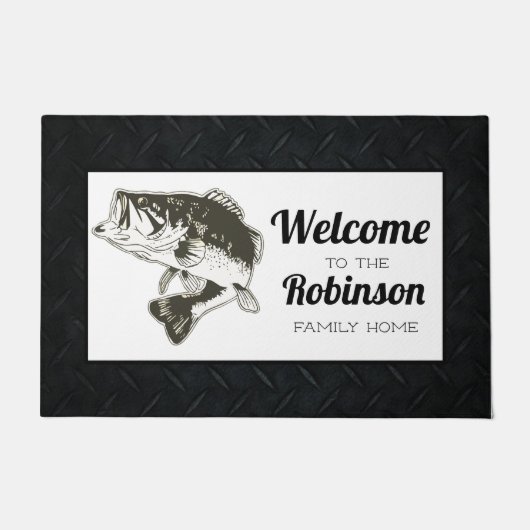 Paillasson Bass Fishing Nom de famille Welcome Mat (Devant)