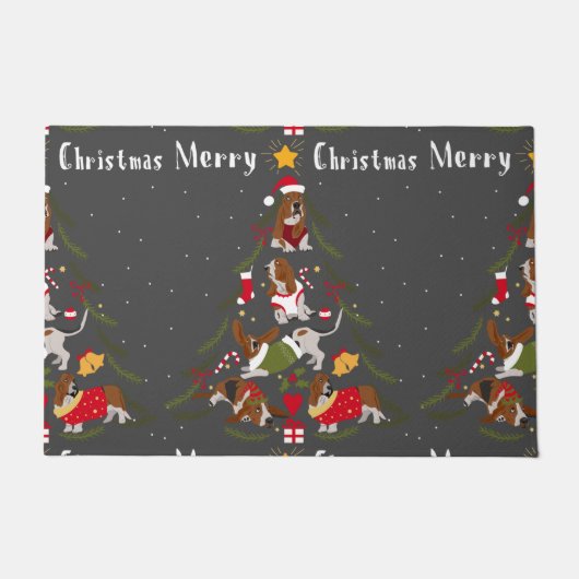 Paillasson Basset Hound Arbre de Noël Amoureux des chiens (Devant)