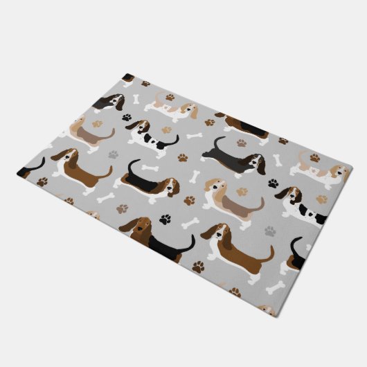 Paillasson Basset Hound Chig Bones and Paws (Incliné)