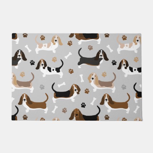 Paillasson Basset Hound Chig Bones and Paws (Devant)