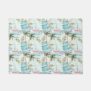 Paillasson Bateau à voile couleur marine avec Motif Palm Tre