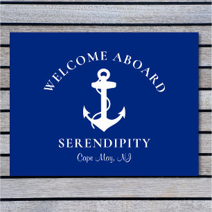 Paillasson Bateau Ancre nautique Marine Bienvenue à bord