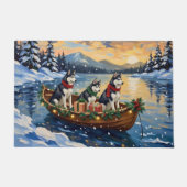 Paillasson Bateau de Noël de vacances Husky sibérien (Devant)