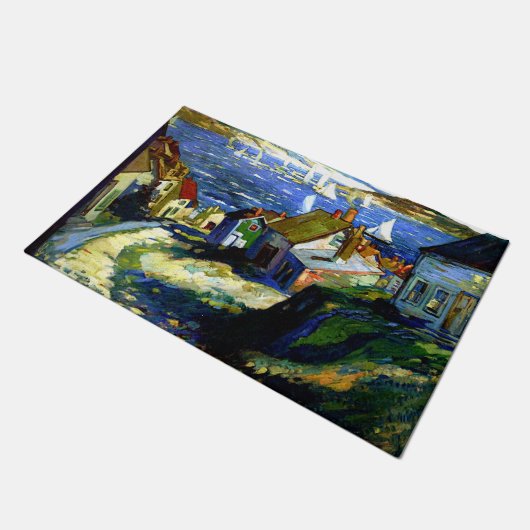 Paillasson Bateaux à voile au port, peinture d'art (Incliné)