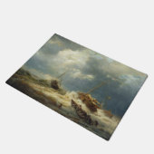 Paillasson Bateaux dans une tempête sur la côte néerlandaise (Incliné)