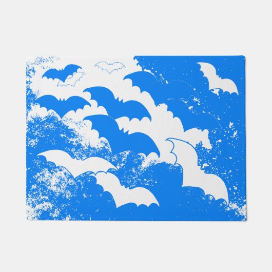 Paillasson Bats blancs en bleu de vol (Devant)