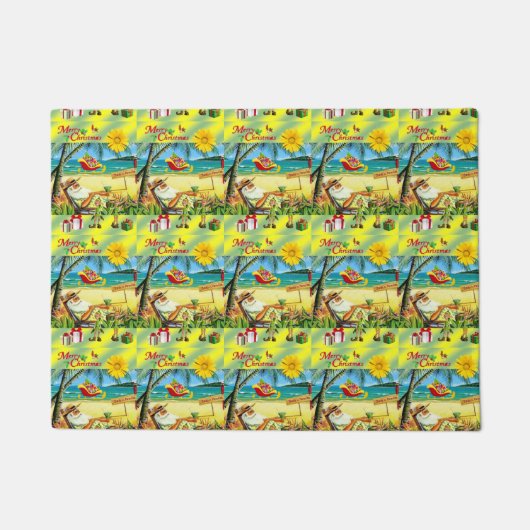 Paillasson Beach Bum Père Noël Porte de Noël Mat (Devant)