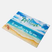 Paillasson Beach Cottage Aquarelle Côte d'Océan (Incliné)