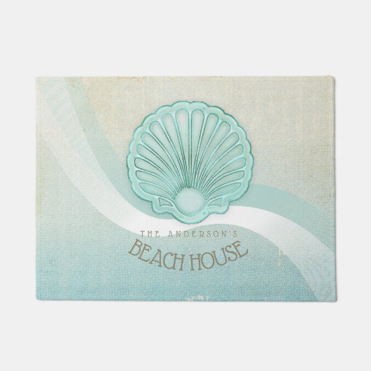 Paillasson Beach House Clam Shell Aqua Blue ID623 (Devant)