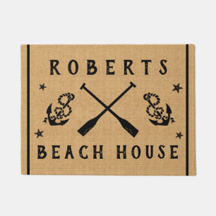 Paillasson Beach House Paddles Ancres Custom Russe Burlap