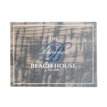 Beach House Rustic Wood Effet Nom blanc Bleu