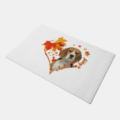 Paillasson beagle me rend heureux tomber coeur feuilles (Incliné)
