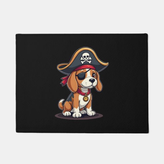 Paillasson Beagle Pirate Costume Jolly Roger Flag Skull Cross (Devant)