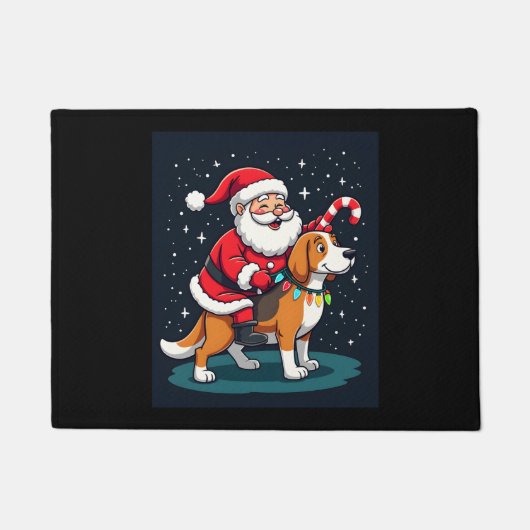 Paillasson Beagle Xmas Éclairage Père Noël équitation Beagle (Devant)