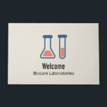 Paillasson Beaker & Test Tube Science Thème Bienvenue<br><div class="desc">Porte de bienvenue avec un dessin mignon d'un tube d'essai et d'un bécher. Parfait pour les types scientifiques.</div>