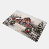 Paillasson Beau hiver neigeux Rustic Red Grange Noël (Incliné)