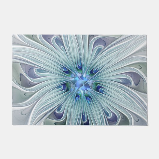 Paillasson Beauté florale Abstraite moderne Blue Pastel Flowe (Devant)