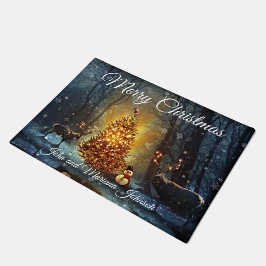 Paillasson Beaux mâles dans une forêt de Noël (Incliné)