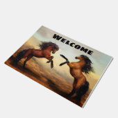 Paillasson Beaux peau de daim et chevaux de baie de élevage (Incliné)