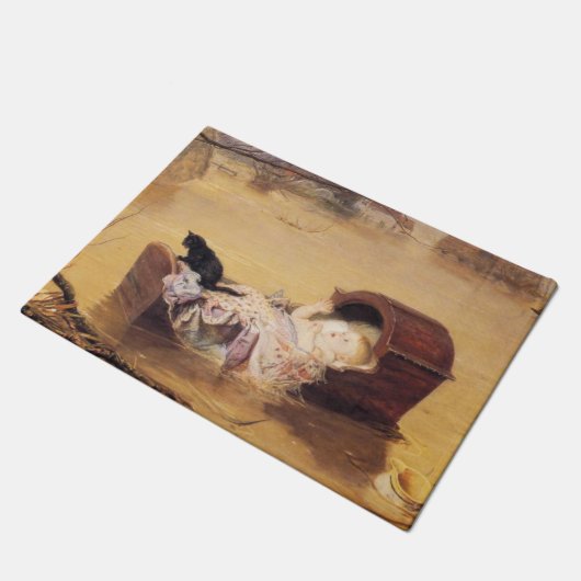 Paillasson Bébé dans un lit bébé pendant une inondation (par  (Incliné)