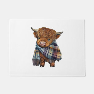 Paillasson Bébé De Vache De West Highland Avec Écharpe Plaid