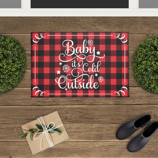 Paillasson Bébé Son Froid Dehors Rouge Buffalo Plaid Holiday
