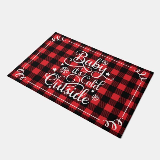 Paillasson Bébé Son Froid Dehors Rouge Buffalo Plaid Holiday (Incliné)