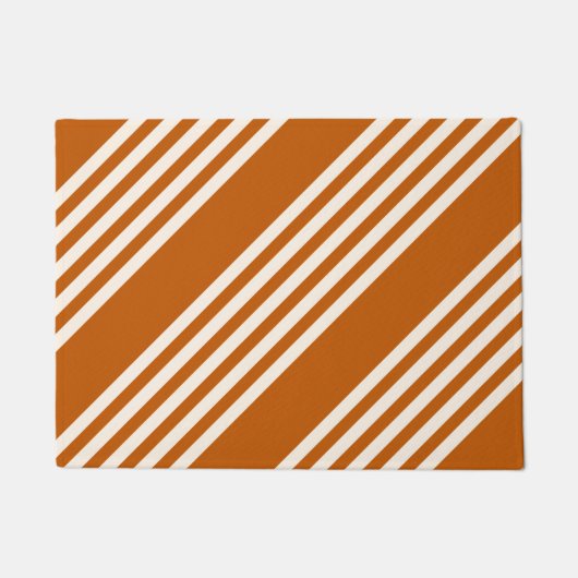 Paillasson Beige et orange brûlé cinq rayures motif (Devant)