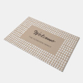 Paillasson Beige Minimaliste Abstrait Linework Motif Bienvenu (Incliné)