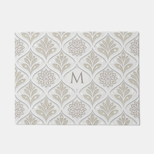 Paillasson Beige & White Sparkling Quatrefoil Pattern (Devant)