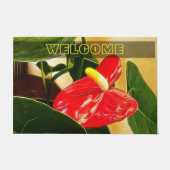 Paillasson Belle Anthurium Rouge Fleur Tropicale Photographie (Devant)