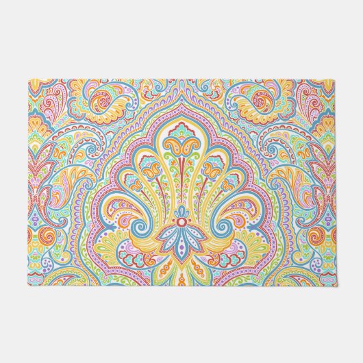 Paillasson Belle Aqua Unique Blue Paisley Art (Devant)