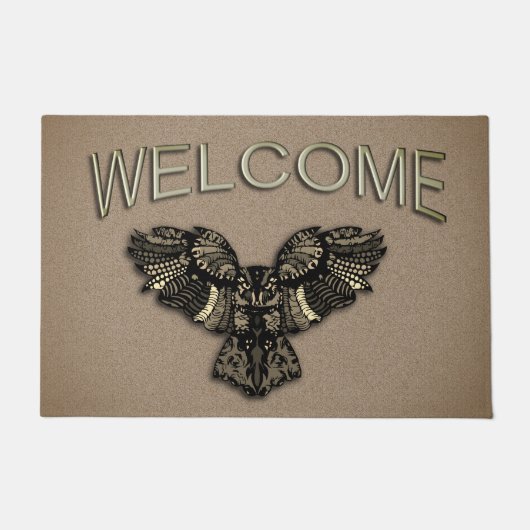 Paillasson Belle Chouette rustique Bienvenue (Devant)
