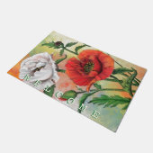 Paillasson Belle peinture de pavots blancs rouges - Bienvenue (Incliné)