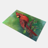Paillasson Belle peinture d'oiseaux du Cardinal rouge du Nord (Incliné)