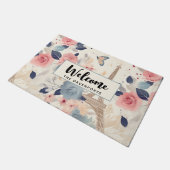 Paillasson Belles Fleurs et Tour Eiffel Paris Bienvenue (Incliné)