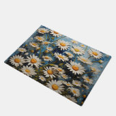 Paillasson Belles marguerites sur arrière - plan bleu (Incliné)