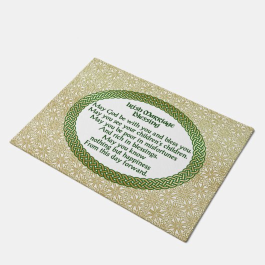 Paillasson Bénédiction irlandaise de mariage, or et mariage (Incliné)
