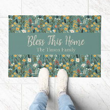 "Bénissez cette maison" Floral Personnalisable Por