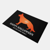 Paillasson Berger allemand orange Happy Halloween Nom de fami (Incliné)