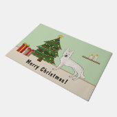 Paillasson Berger suisse blanc Chien blanc GSD Arbre de Noël (Incliné)